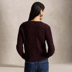 Cardigan donna in lana e cashmere Bordeaux 211972104506 DAMSON MELANGE POLO RALPH LAUREN 