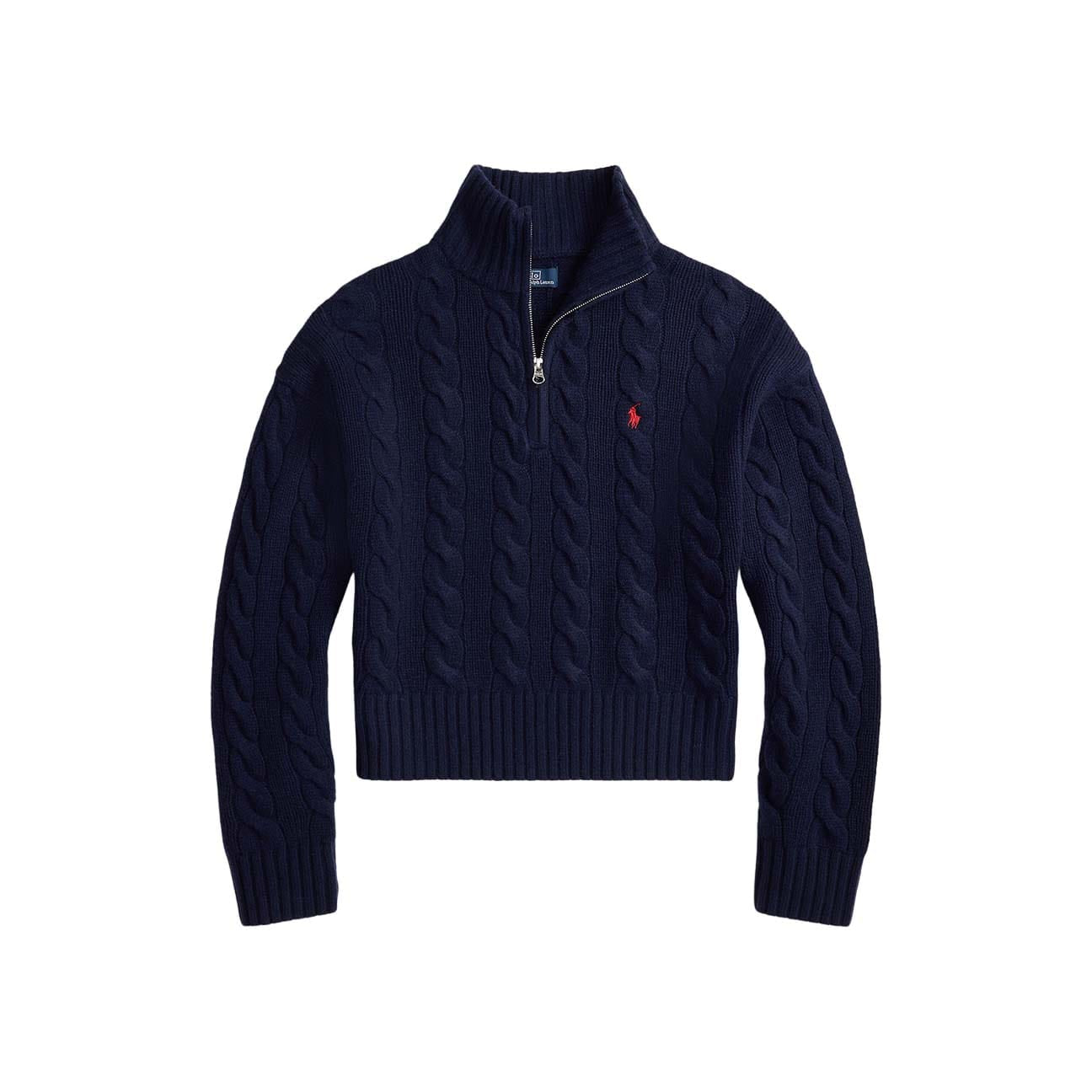 Maglia donna in lana e cashmere a trecce Blue 211972130004 HUNTER NAVY POLO RALPH LAUREN 