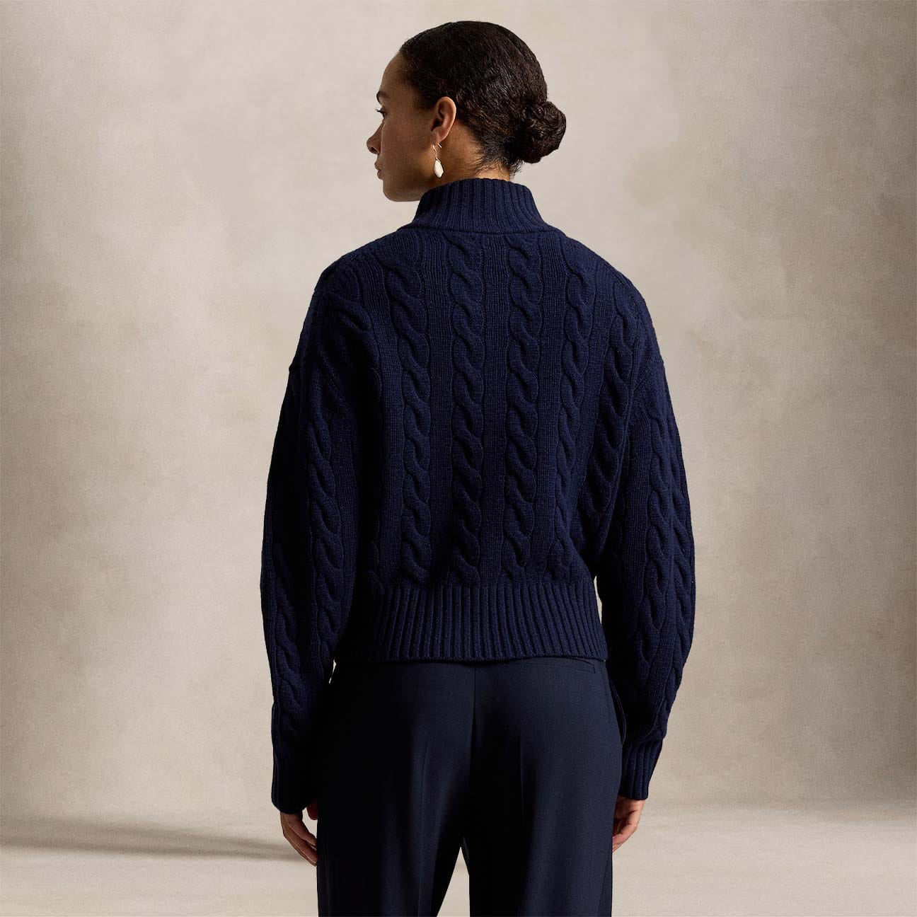 Maglia donna in lana e cashmere a trecce Blue 211972130004 HUNTER NAVY POLO RALPH LAUREN 