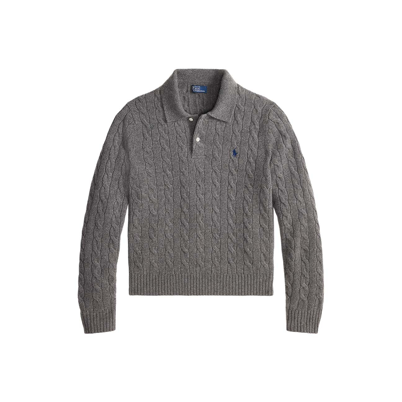 Polo donna in lana e cashmere a trecce Grigio 211972132500 FLANNEL GREY HEATHER POLO RALPH LAUREN 