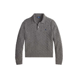 Polo donna in lana e cashmere a trecce Grigio 211972132500 FLANNEL GREY HEATHER POLO RALPH LAUREN 