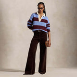 Polo rugby donna a righe Azzurro e Bordeaux 211B17752001 HARVARDWINEBLUE POLO RALPH LAUREN 