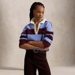 Polo rugby donna a righe Azzurro e Bordeaux 211B17752001 HARVARDWINEBLUE POLO RALPH LAUREN 