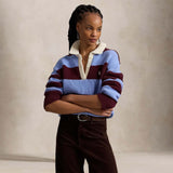 Polo rugby donna a righe Azzurro e Bordeaux 211B17752001 HARVARDWINEBLUE POLO RALPH LAUREN 