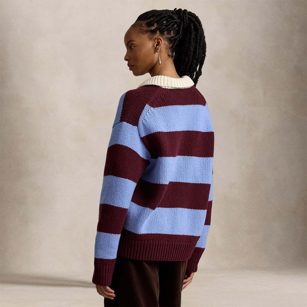 Polo rugby donna a righe Azzurro e Bordeaux 211B17752001 HARVARDWINEBLUE POLO RALPH LAUREN 