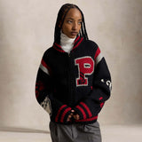 Cardigan  donna in lana con lettera Nero 211B17755001 BLACK MULTI POLO RALPH LAUREN 