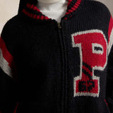 Cardigan  donna in lana con lettera Nero 211B17755001 BLACK MULTI POLO RALPH LAUREN 