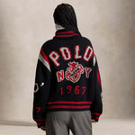 Cardigan  donna in lana con lettera Nero 211B17755001 BLACK MULTI POLO RALPH LAUREN 