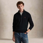 Maglio uomo in cotone con mezza zip Nero 710859939003 POLO BLACK POLO RALPH LAUREN 