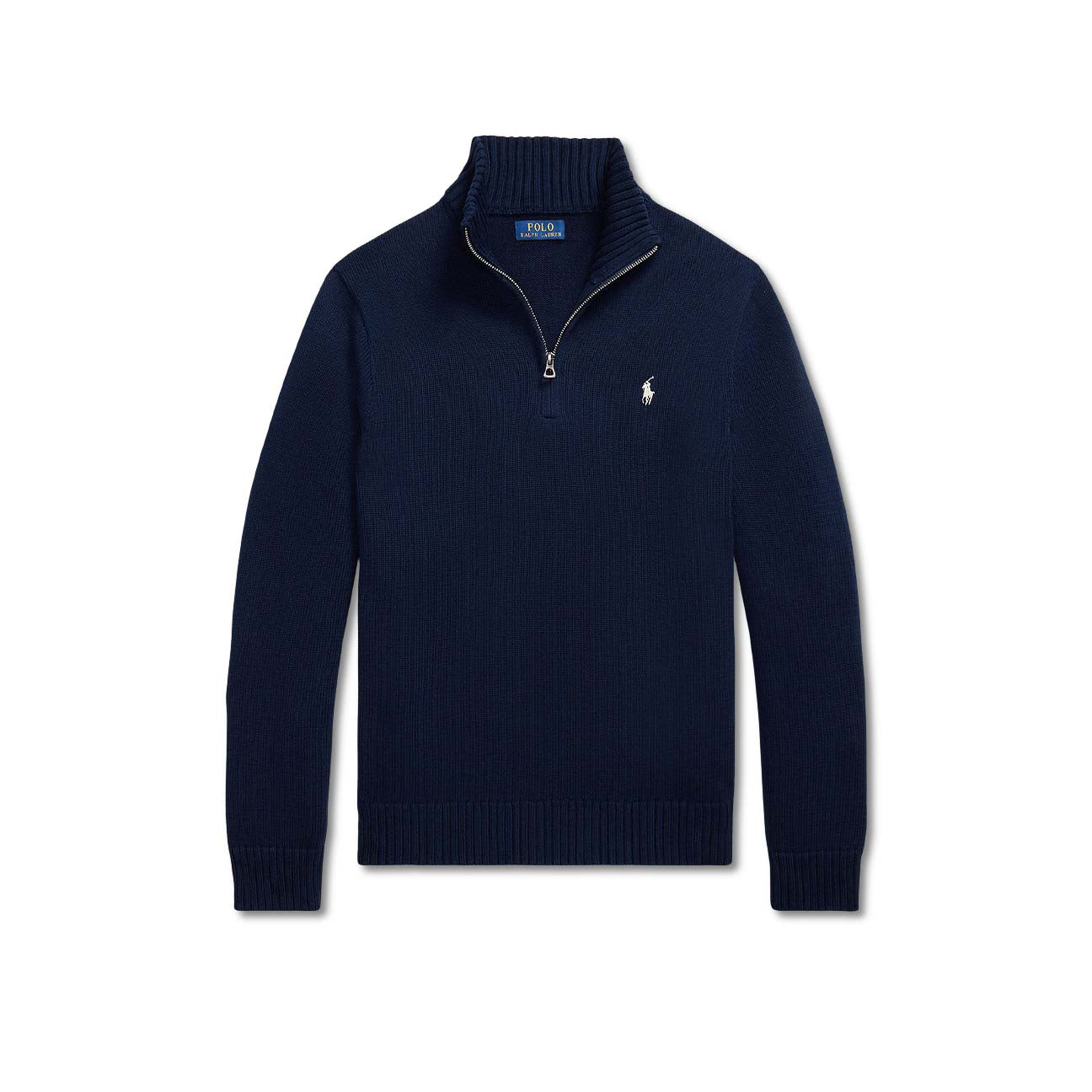 Maglio uomo in cotone con mezza zip Blue 710859939523 HUNTER NAVY POLO RALPH LAUREN 