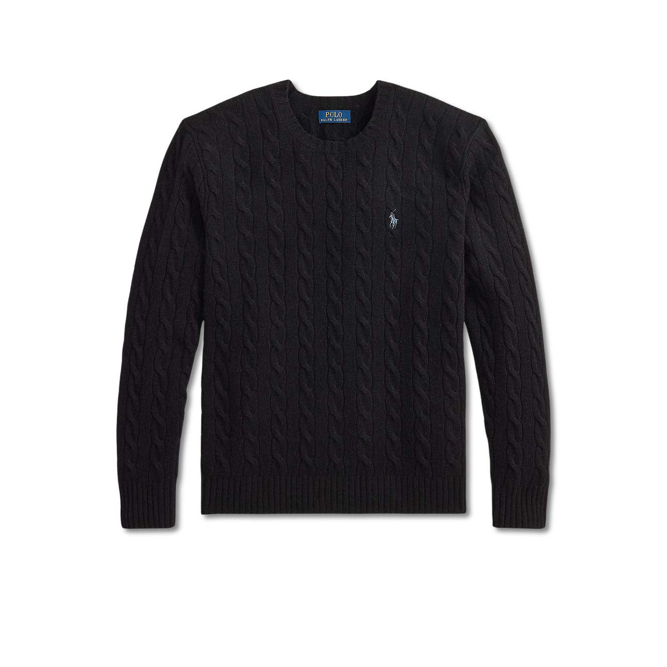 Maglia uomo a trecce girocollo Nero 710876762001 POLO BLACK POLO RALPH LAUREN 