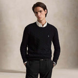 Maglia uomo a trecce girocollo Nero 710876762001 POLO BLACK POLO RALPH LAUREN 