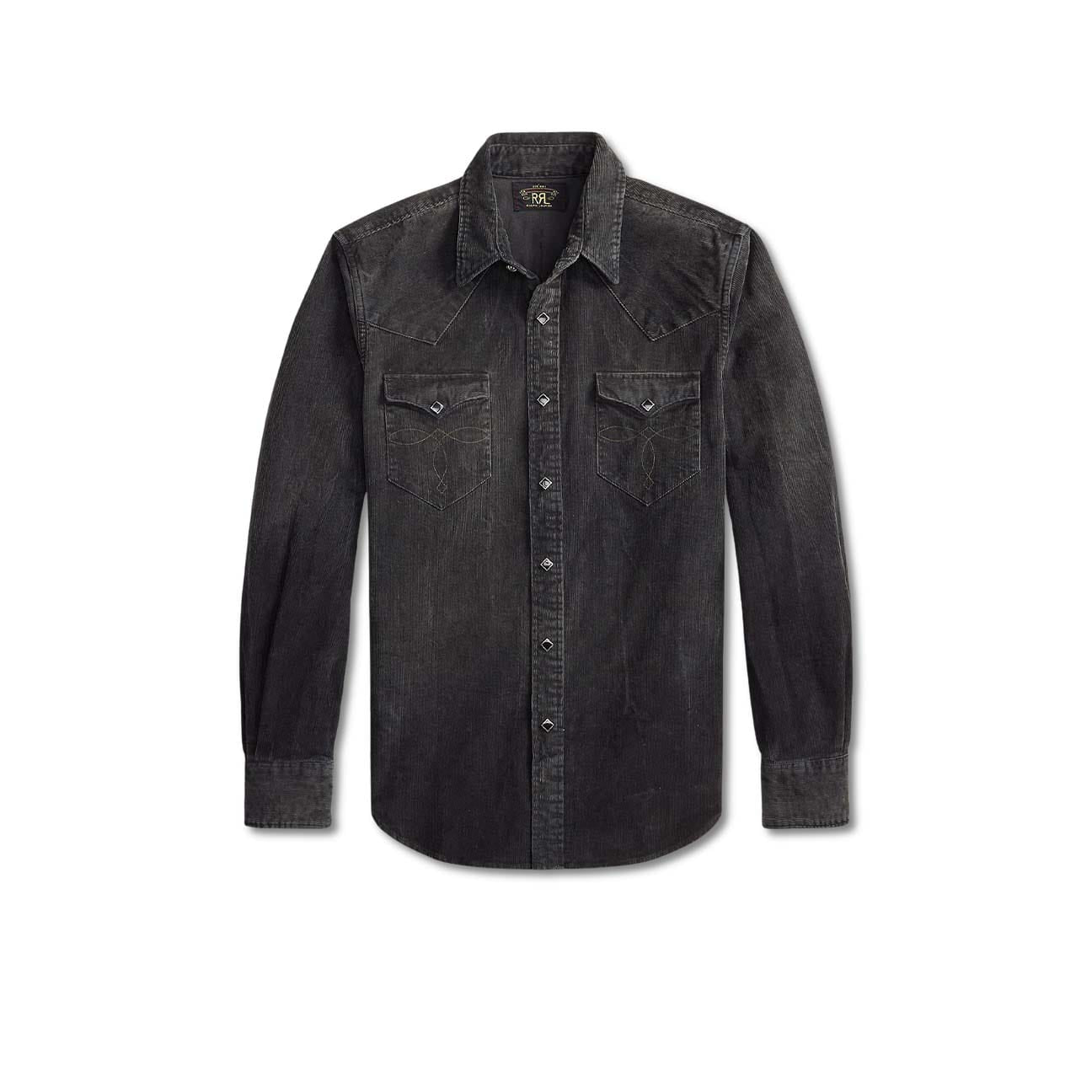 Camicia uomo western in velluto Slim Fit Nero 782P14897001 BLACK RRL 