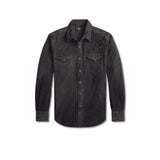 Camicia uomo western in velluto Slim Fit Nero 782P14897001 BLACK RRL 