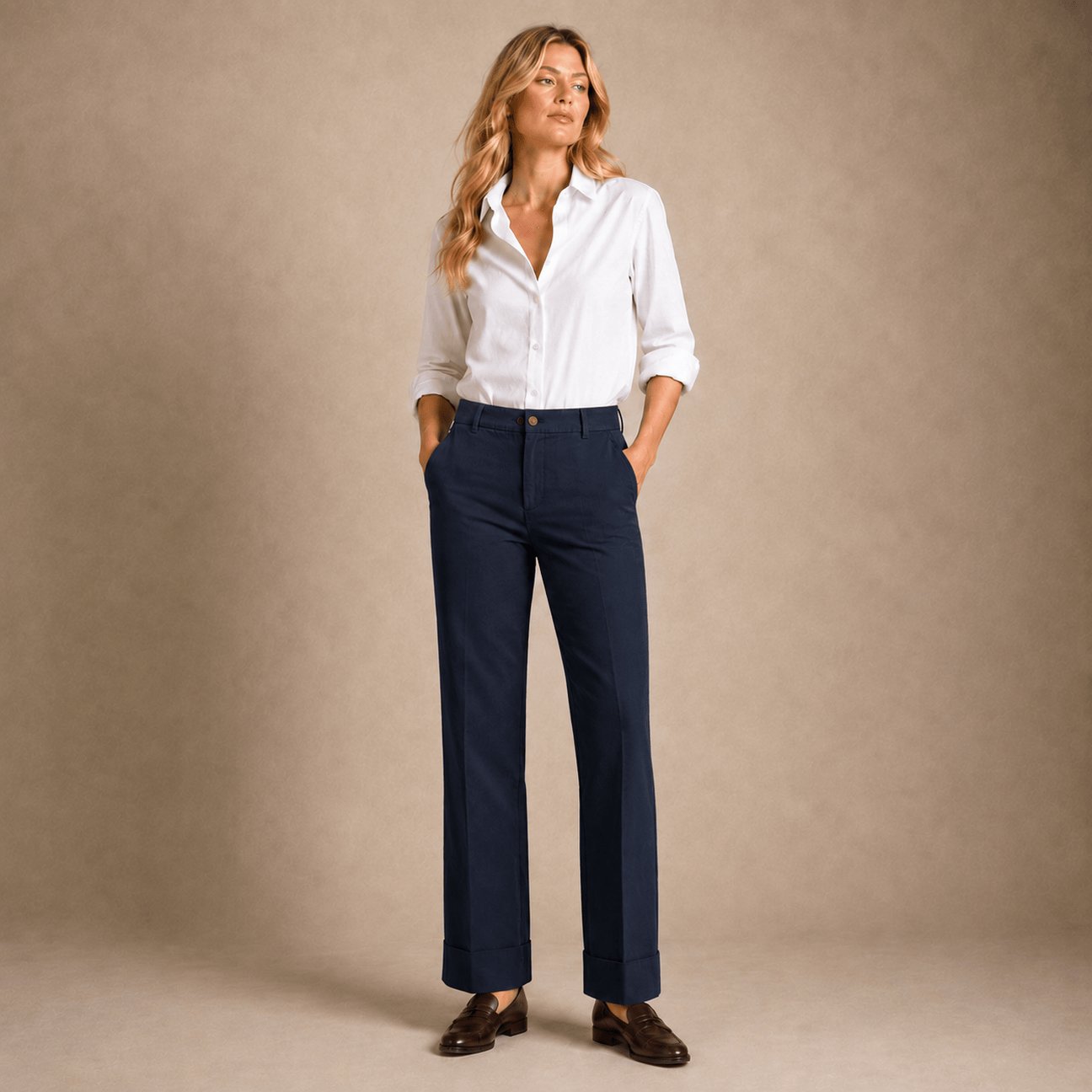 Pantalone donna in cotone dyed Blue M680 LR 830 VIA MASINI 80 