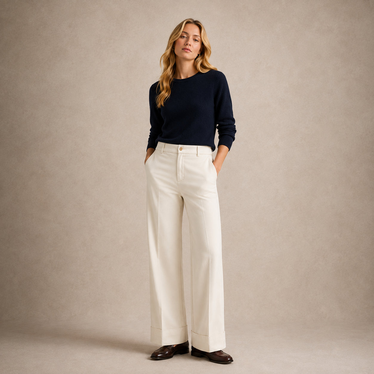 Pantalone donna in cotone dyed Gesso M680 LR 844 VIA MASINI 80 