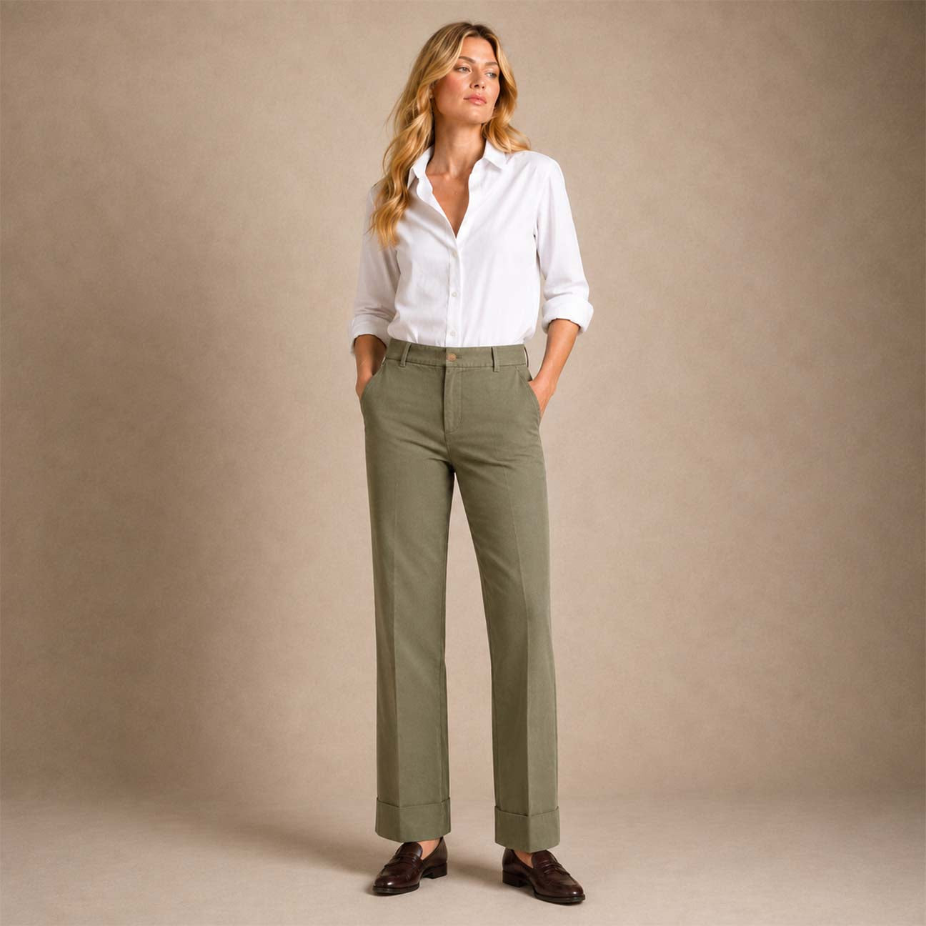 Pantalone donna in cotone dyed Oliva M680 LR 848 VIA MASINI 80 