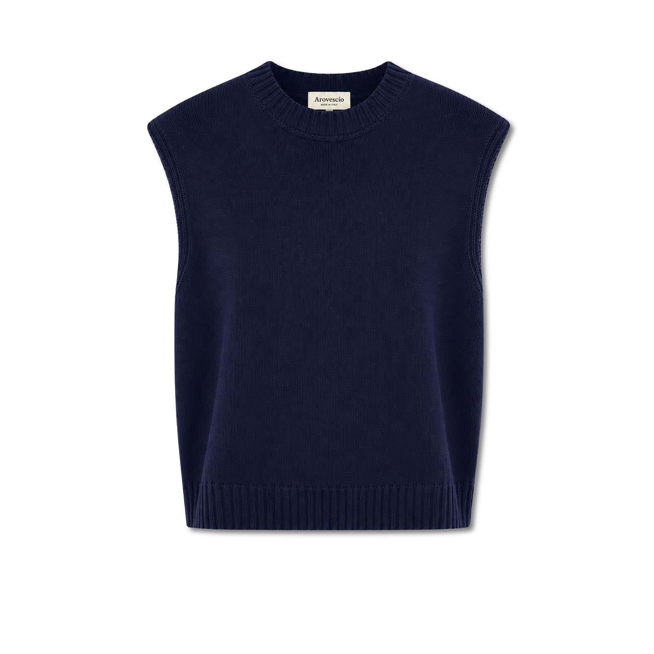 AROVESCIO Gilet donna in lana e cashmere Blue