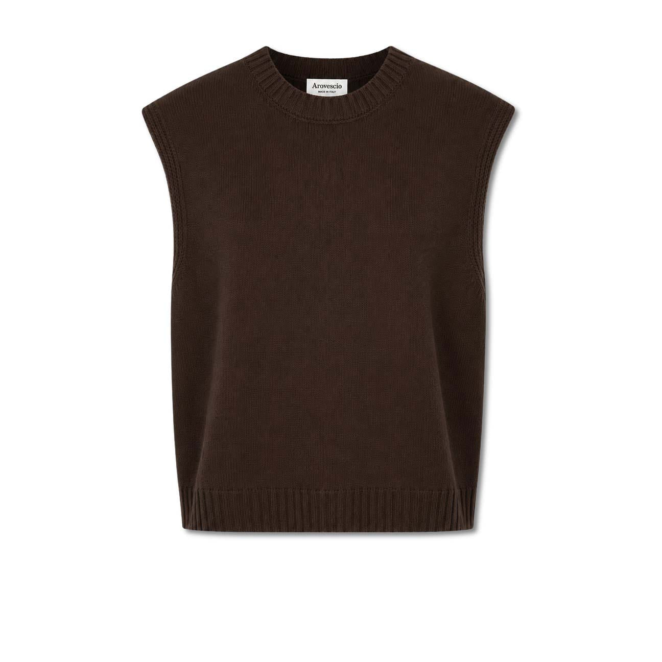 AROVESCIO Gilet donna in lana e cashmere Marrone