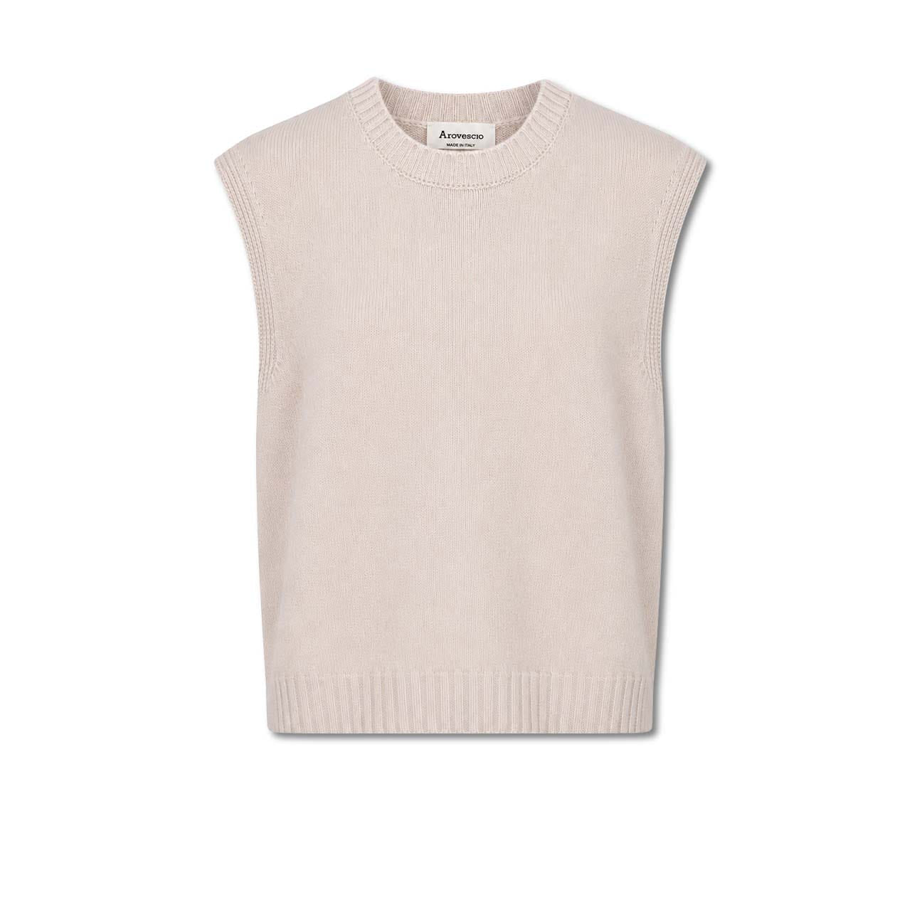 AROVESCIO Gilet donna in lana e cashmere Nude