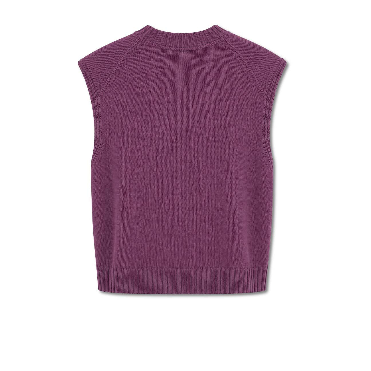 AROVESCIO Gilet donna in lana e cashmere Prugna
