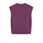 AROVESCIO Gilet donna in lana e cashmere Prugna