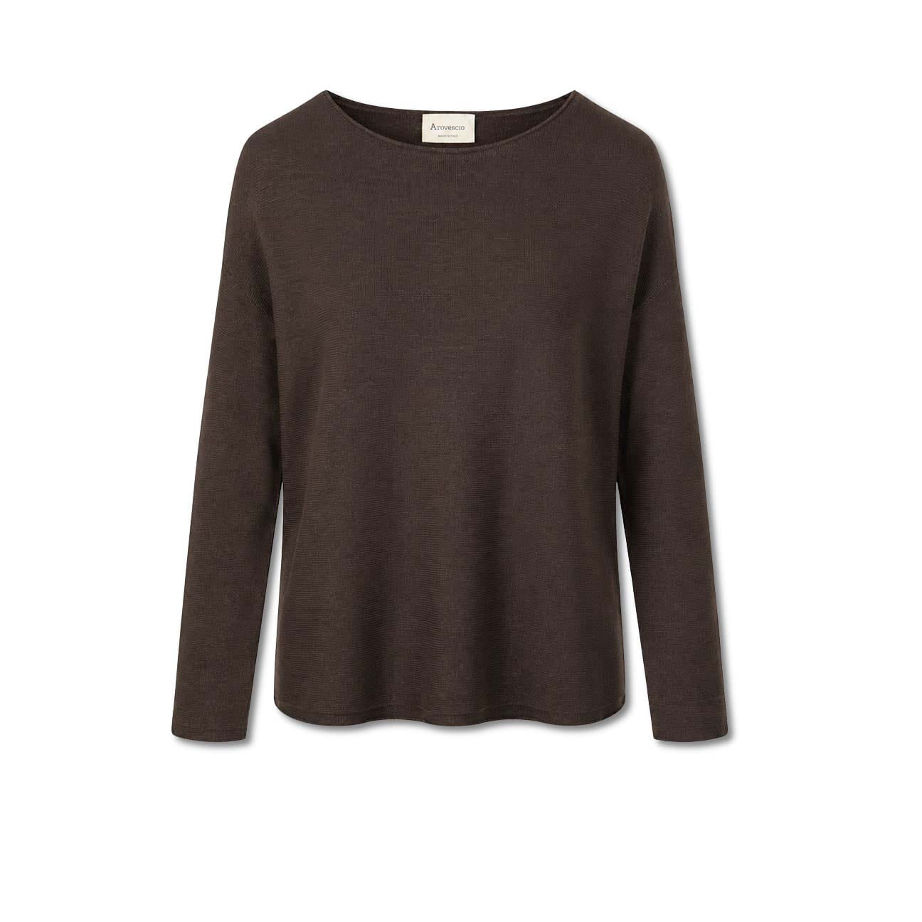 AROVESCIO Maglia donna in lana merinos Marrone