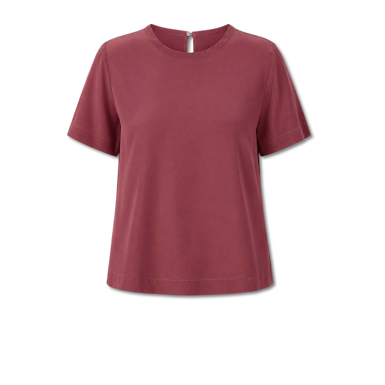 AROVESCIO T-shirt donna in crepe di seta Wine