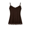 Top donna in seta con pizzo Marrone