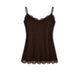 AROVESCIO Top donna in seta con pizzo Marrone