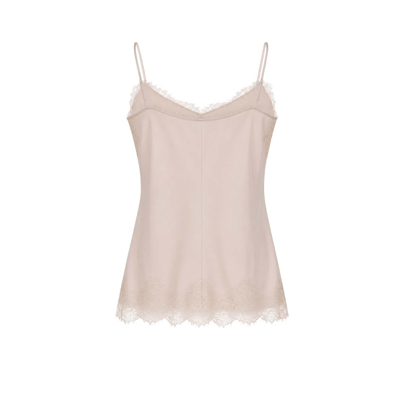 AROVESCIO Top donna in seta con pizzo Nude