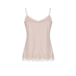 AROVESCIO Top donna in seta con pizzo Nude