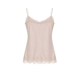 AROVESCIO Top donna in seta con pizzo Nude