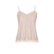 Top donna in seta con pizzo Nude