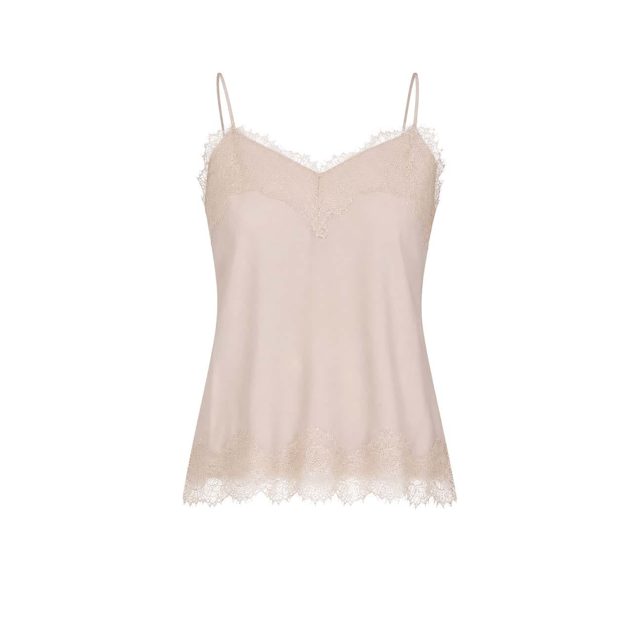 AROVESCIO Top donna in seta con pizzo Nude