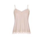 AROVESCIO Top donna in seta con pizzo Nude
