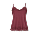 AROVESCIO Top donna in seta con pizzo Wine