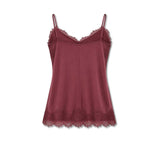 AROVESCIO Top donna in seta con pizzo Wine