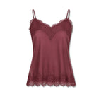 AROVESCIO Top donna in seta con pizzo Wine