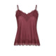 AROVESCIO Top donna in seta con pizzo Wine