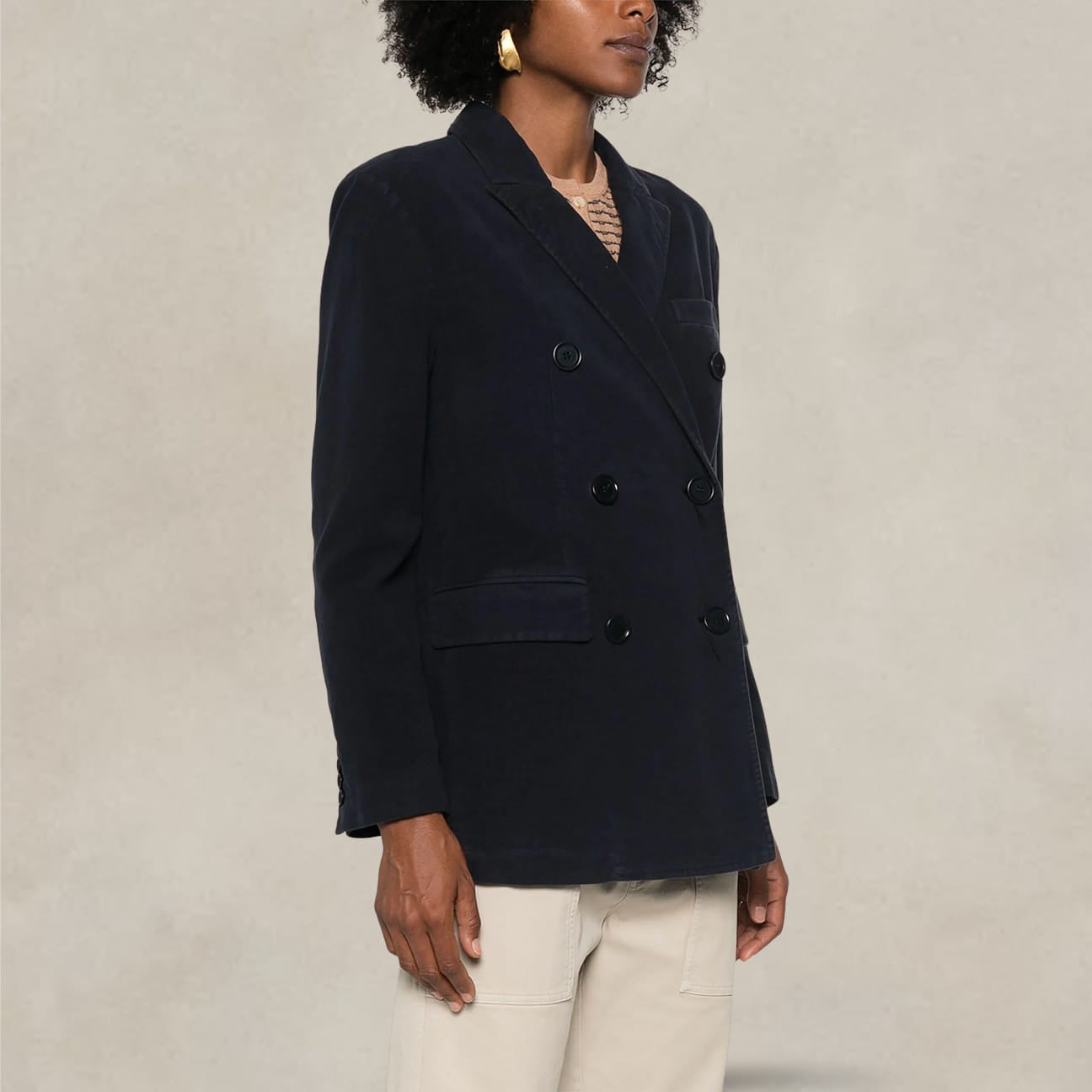 ASPESI Blazer donna over in fustagno Blue