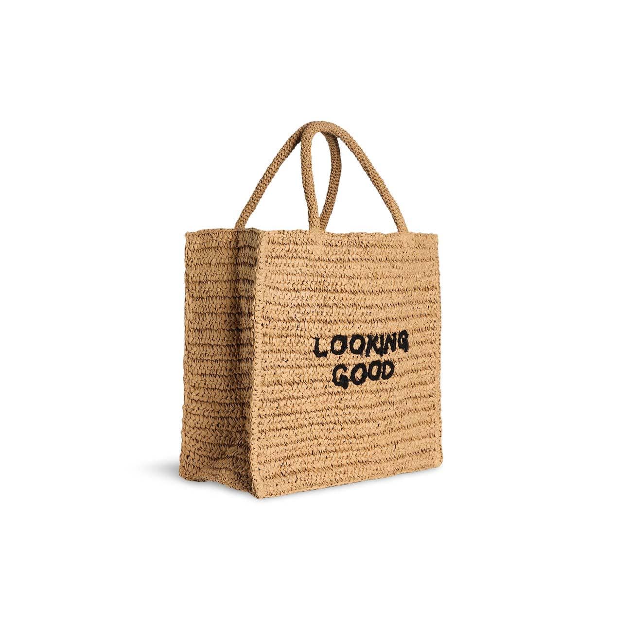 ASPESI Borsa donna Tote Looking Good in rafia Beige