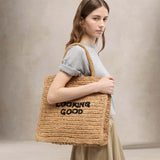 ASPESI Borsa donna Tote Looking Good in rafia Beige