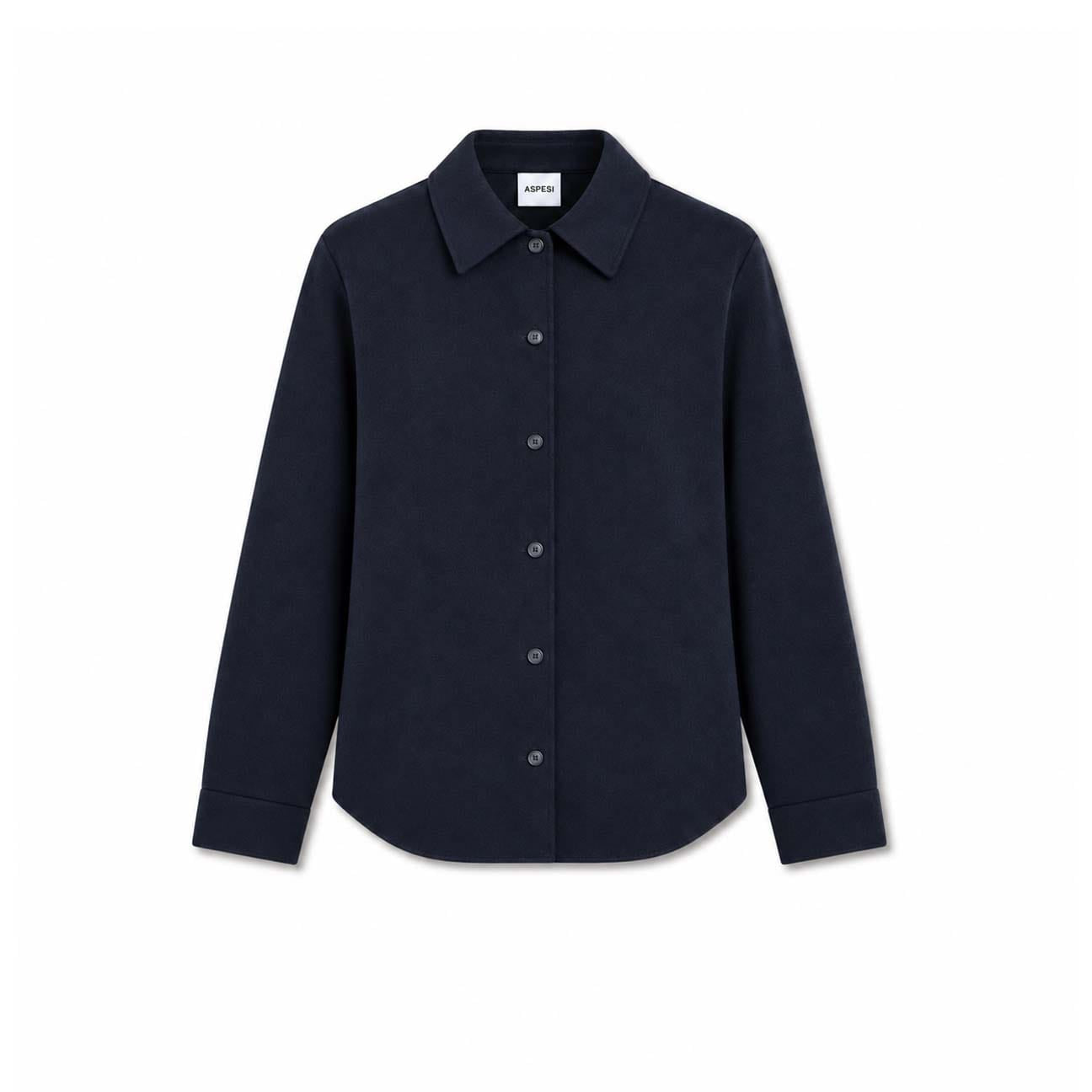 ASPESI Camicia donna in double di lana effetto Beaver Blue