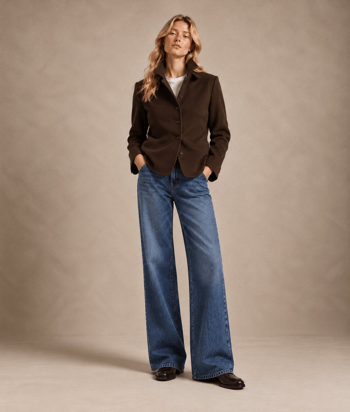 ASPESI Camicia donna in double di lana effetto Beaver Marrone
