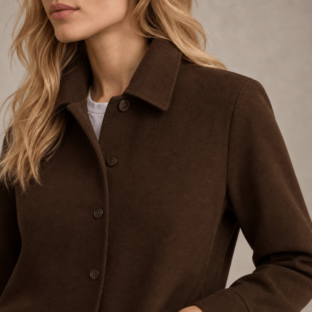ASPESI Camicia donna in double di lana effetto Beaver Marrone