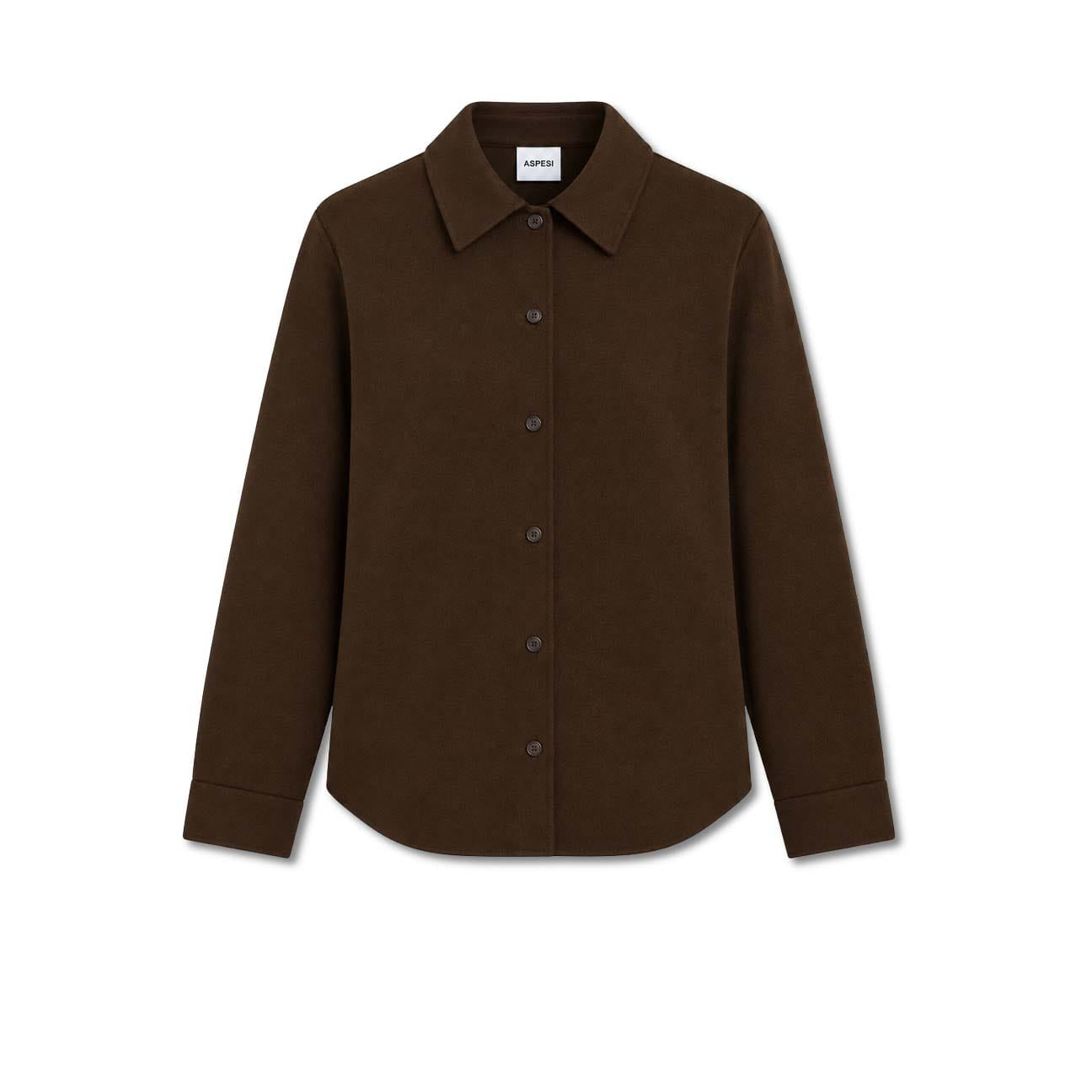 ASPESI Camicia donna in double di lana effetto Beaver Marrone