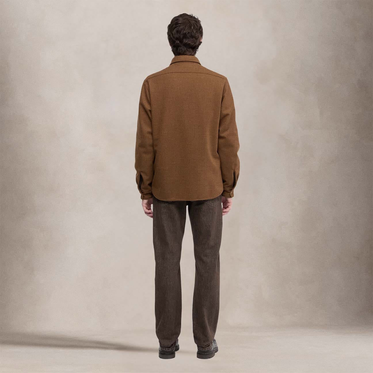 ASPESI Camicia uomo in flanella di lana Comfort Tabacco