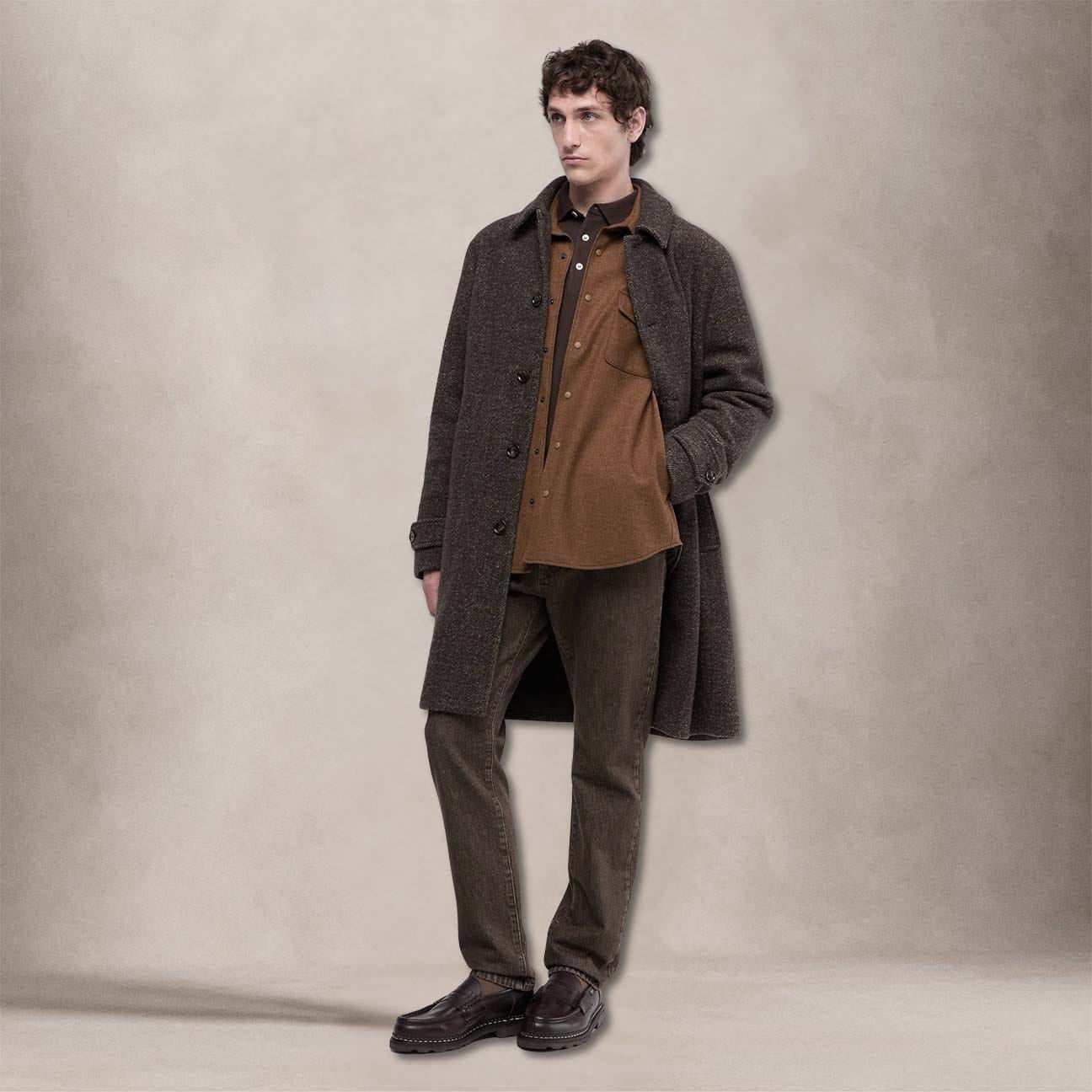 ASPESI Camicia uomo in flanella di lana Comfort Tabacco