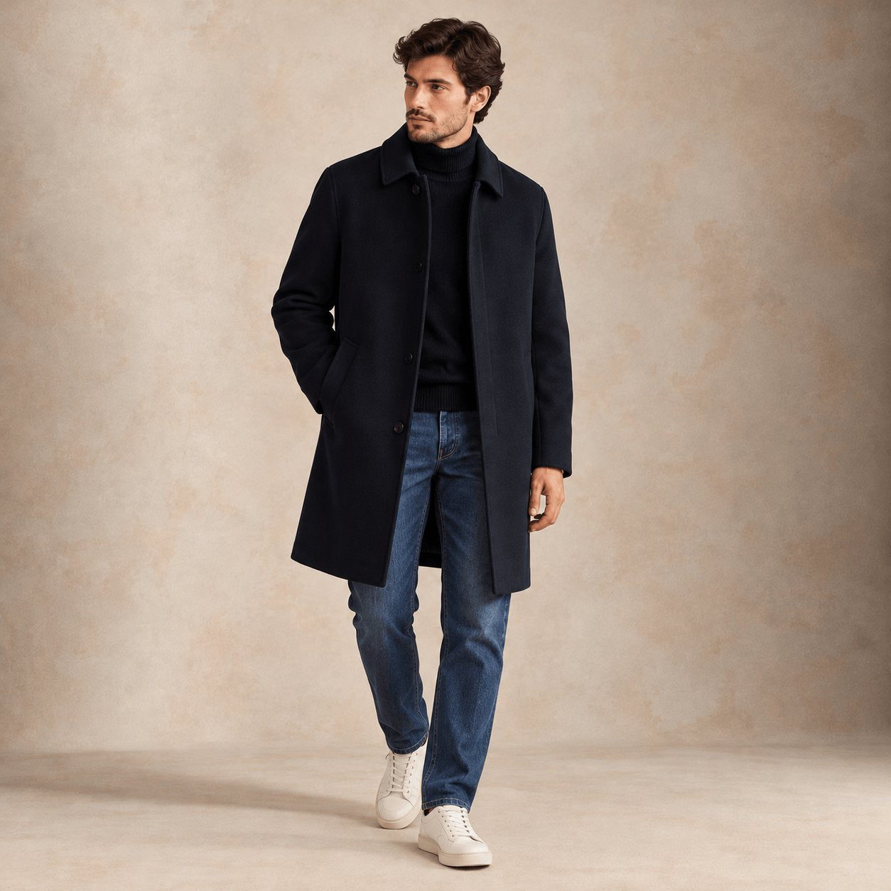 ASPESI Cappotto uomo in panno double Blue